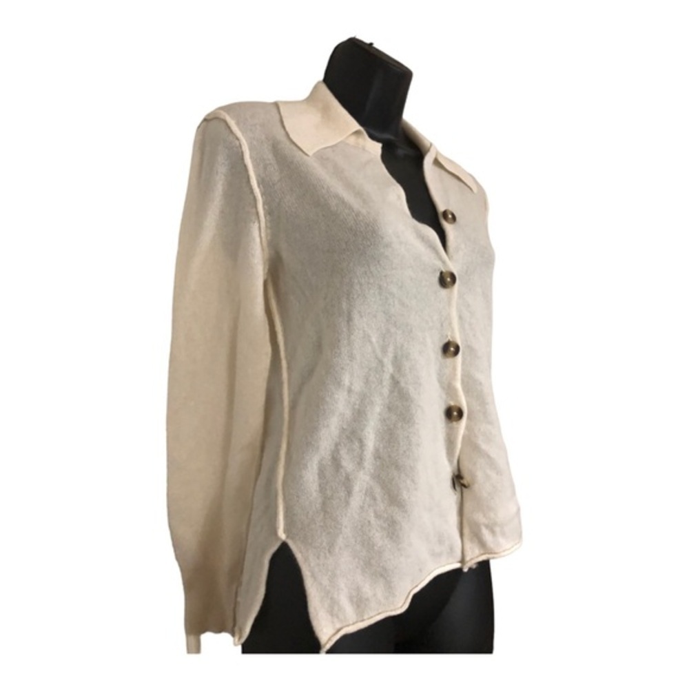 Free People paloma‎ cream 100% cashmere button front grandpa slouchy cardigan XS - Picture 14 of 14